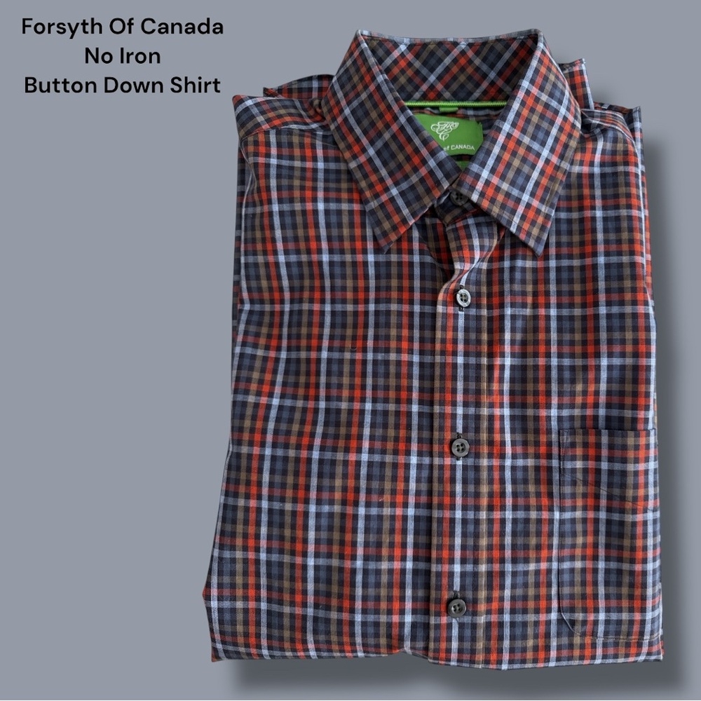 Men's Forsyth Of Canada‎ Cotton Non Iron Red and Blue Plaid Shirt